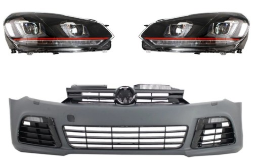 ZDERZAK PRZEDNI REFLEKTORY 3D LED DRL VW GOLF VI 6 (08-13) R20 LOOK
