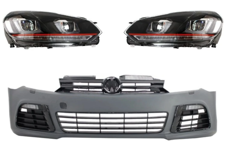 ZDERZAK PRZEDNI REFLEKTORY 3D LED DRL VW GOLF VI 6 (08-13) R20 LOOK