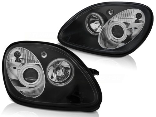 LAMPY PRZEDNIE REFLEKTORY ANGEL EYES BLACK MERCEDES R170 SLK 04.96-04
