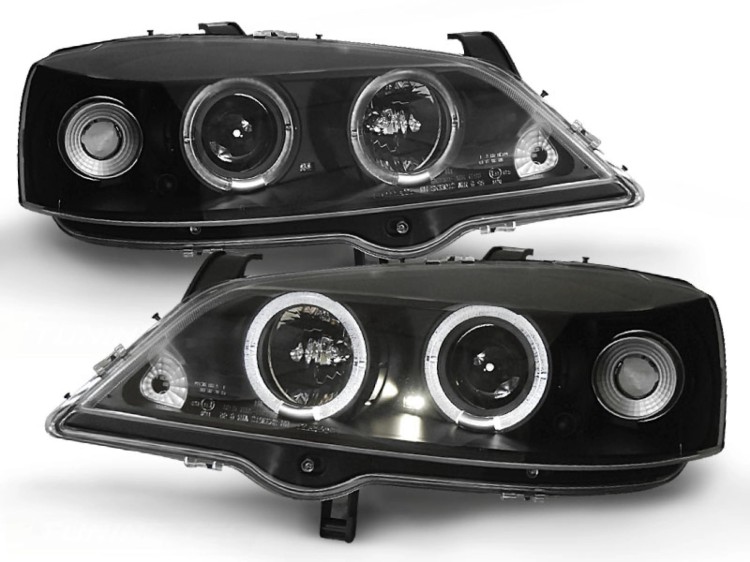 LAMPY PRZEDNIE REFLEKTORY OPEL ASTRA G 09.97-02.04 ANGEL EYES BLACK