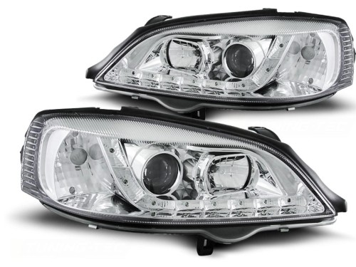 LAMPY PRZEDNIE REFLEKTORY OPEL ASTRA G 09.97-02.04 DAYLIGHT CHROME