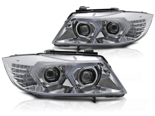 LAMPY PRZEDNIE REFLEKTORY FULL LED CHROME BMW 3 SERII E90/E91 05-08