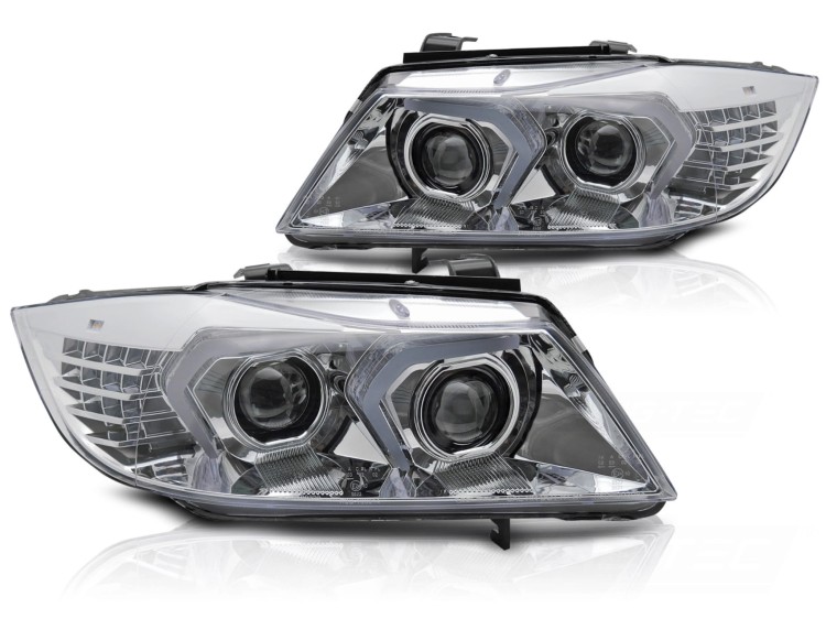 LAMPY PRZEDNIE REFLEKTORY FULL LED CHROME BMW 3 SERII E90/E91 05-08