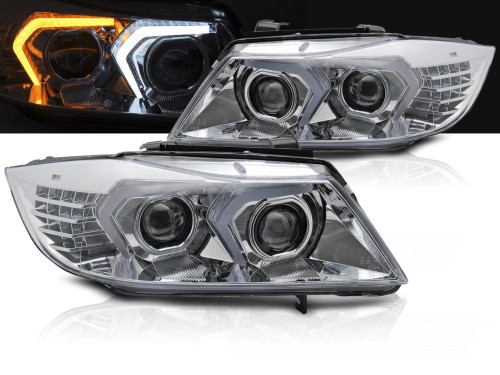 LAMPY PRZEDNIE REFLEKTORY FULL LED CHROME BMW 3 SERII E90/E91 05-08