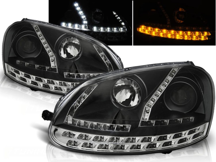 LAMPY PRZEDNIE REFLEKTORY BLACK VW GOLF 5 03-08 LED