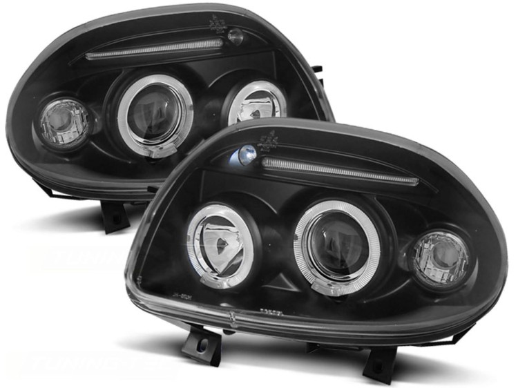 LAMPY PRZEDNIE REFLEKTORY RENAULT CLIO II 09.98-05.01 ANGEL EYES BLACK