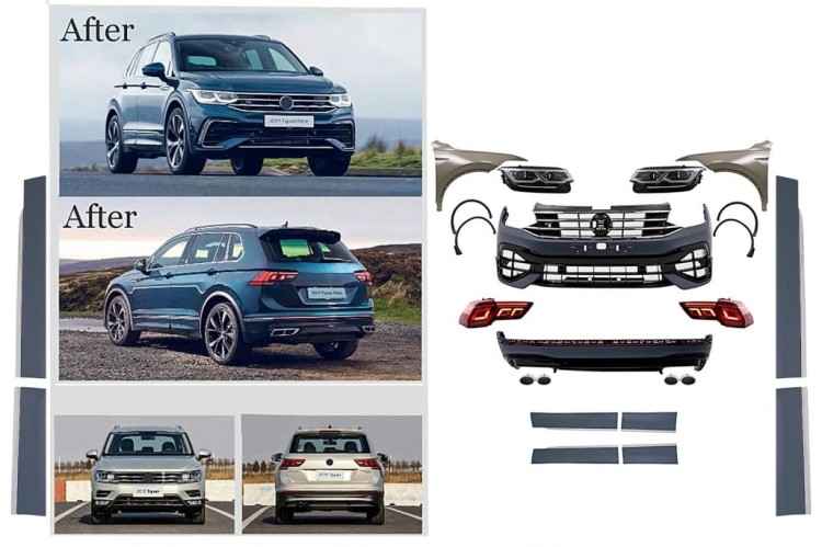 BODY KIT ZDERZAK BŁOTNIKI LAMPY VW TIGUAN II MK2 16- 19 NA 2021 R DESIGN