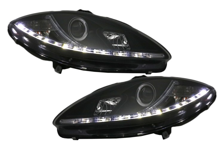 LAMPY PRZEDNIE REFLEKTORY LED SEAT LEON ALTEA TOLEDO (06.2005-2009) CZARNE