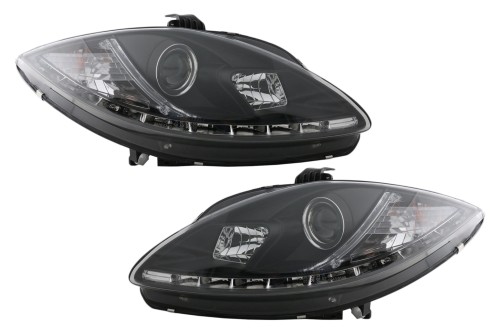 LAMPY PRZEDNIE REFLEKTORY LED SEAT LEON ALTEA TOLEDO (06.2005-2009) CZARNE