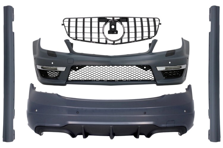BODY KIT ZDERZAK PRZEDNI TYLNY GRILL MERCEDES C KLASA W204 07-14 C63 AMG