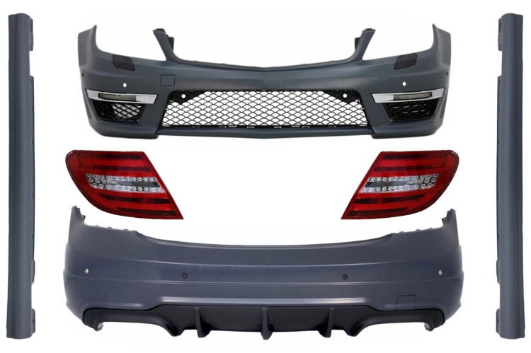BODY KIT ZDERZAK PRZEDNI LAMPY MERCEDES C KLASA W204 FACELIFT 07-15 C63