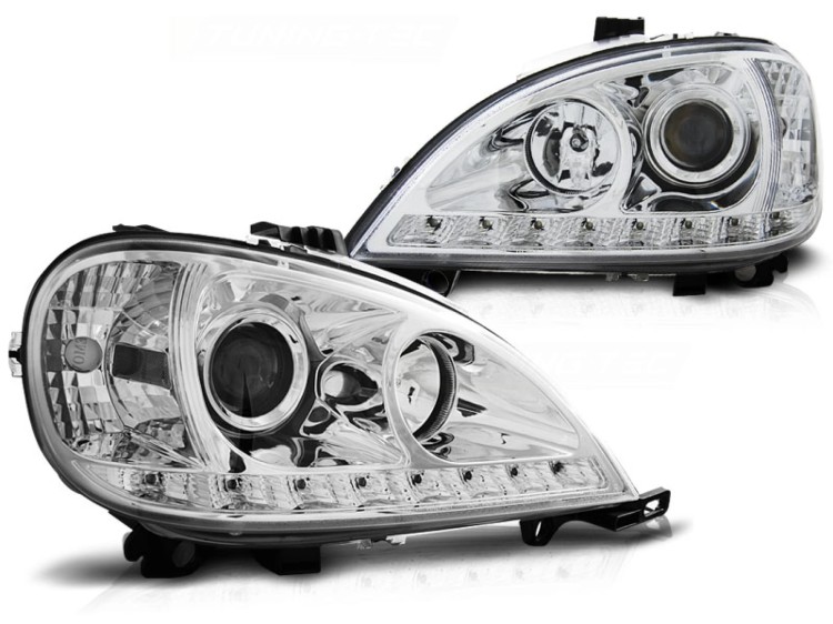 LAMPY PRZEDNIE REFLEKTORY CHROME MERCEDES W163 ML M-KLASA 09.01-05 LED