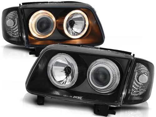 LAMPY PRZEDNIE REFLEKTORY ANGEL EYES BLACK VW POLO 6N2 10.99-10.01