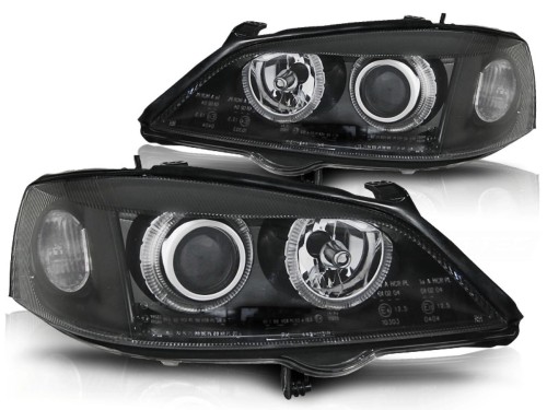 LAMPY PRZEDNIE REFLEKTORY OPEL ASTRA G 09.97-02.04 ANGEL EYES BLACK
