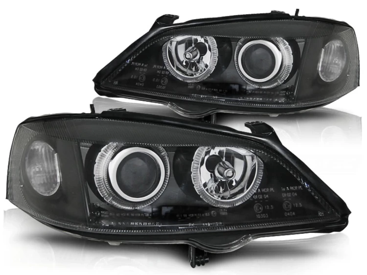 LAMPY PRZEDNIE REFLEKTORY OPEL ASTRA G 09.97-02.04 ANGEL EYES BLACK
