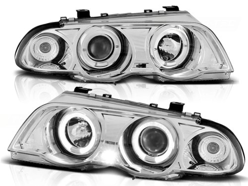 LAMPY PRZEDNIE REFLEKTORY ANGEL EYES CHROM BMW SERII 3 E46 98-01 S/T