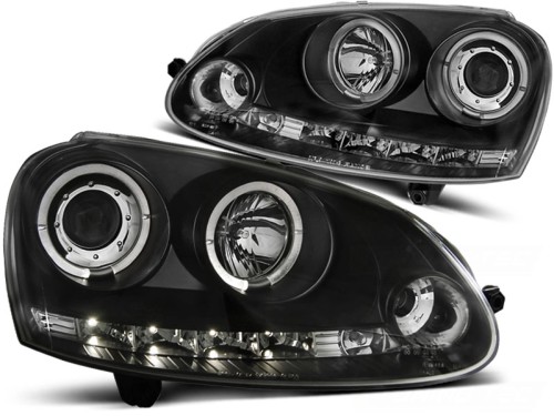 LAMPY PRZEDNIE REFLEKTORY ANGEL EYES BLACK VW GOLF 5 10.03-09