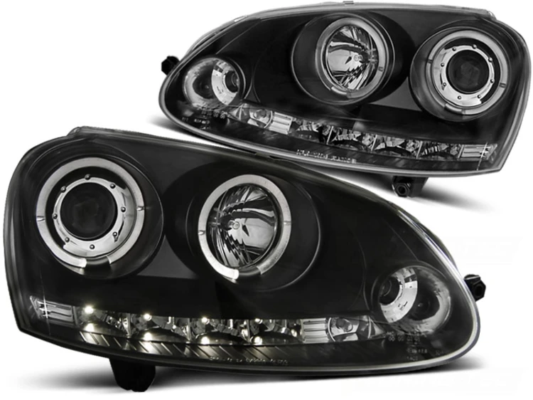 LAMPY PRZEDNIE REFLEKTORY ANGEL EYES BLACK VW GOLF 5 10.03-09