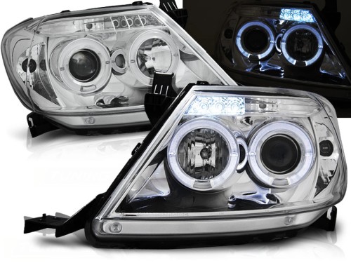 LAMPY PRZEDNIE REFLEKTORY TOYOTA HILUX 05-11 ANGEL EYES CHROME
