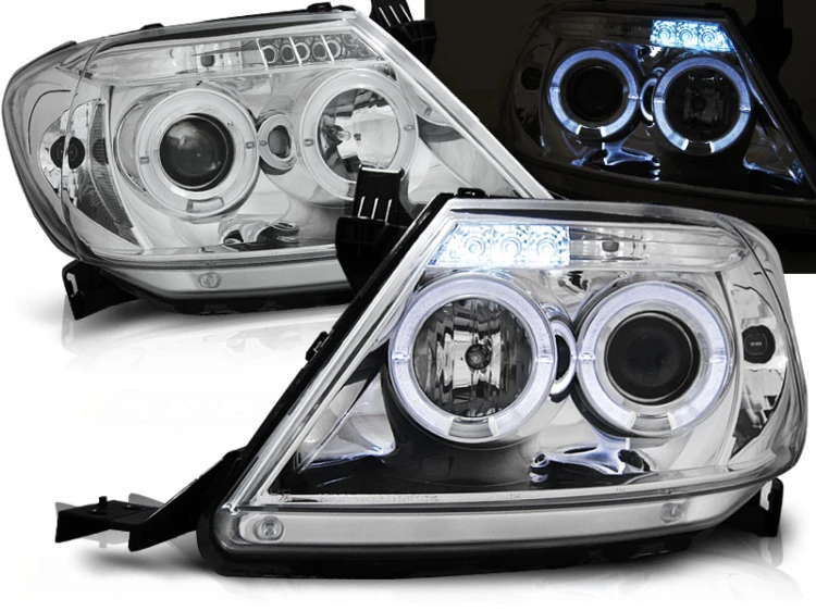 LAMPY PRZEDNIE REFLEKTORY TOYOTA HILUX 05-11 ANGEL EYES CHROME
