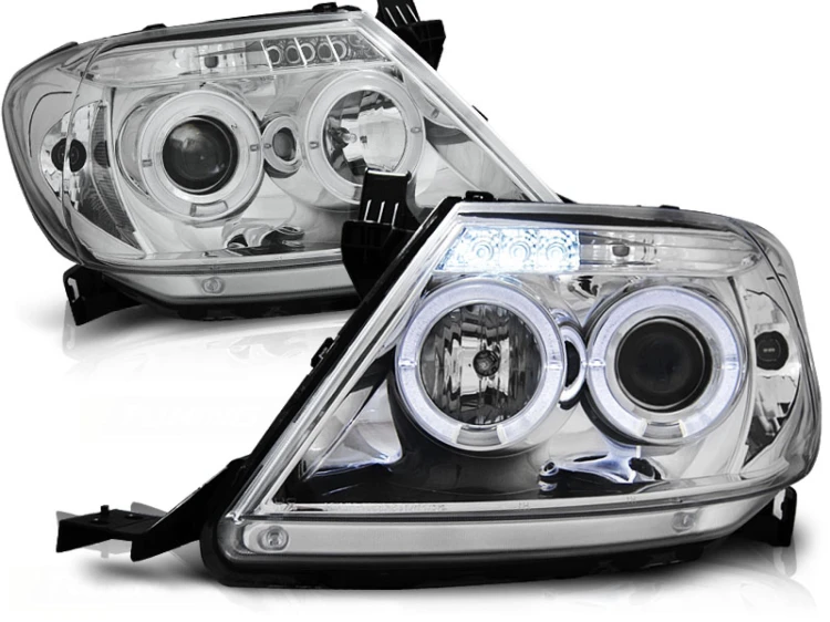 LAMPY PRZEDNIE REFLEKTORY TOYOTA HILUX 05-11 ANGEL EYES CHROME