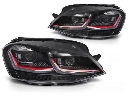LAMPY PRZEDNIE REFLEKTORY RED SEQ DRL VW GOLF VII 13-17 LED