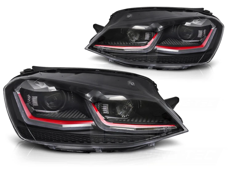 LAMPY PRZEDNIE REFLEKTORY RED SEQ DRL VW GOLF VII 13-17 LED
