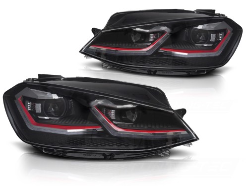 LAMPY PRZEDNIE REFLEKTORY RED LED SEQ DRL VW GOLF VII 17-19
