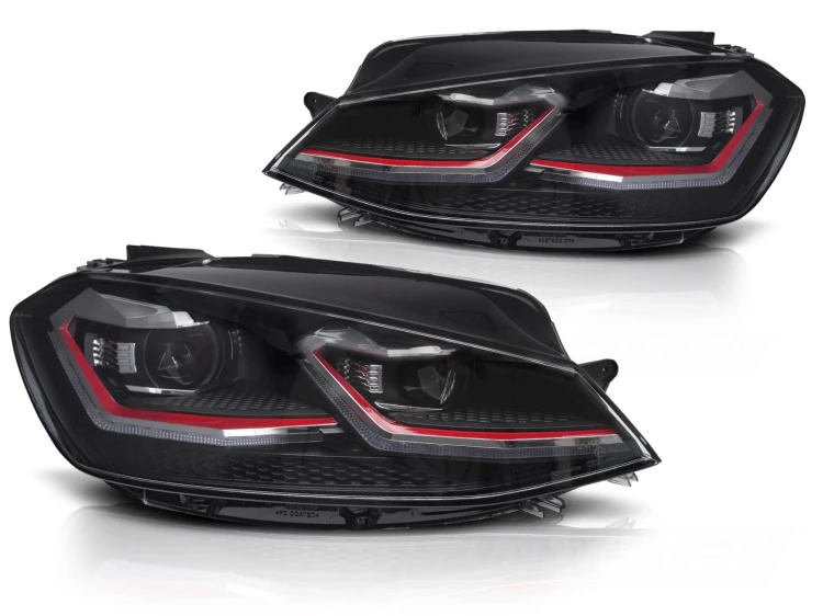 LAMPY PRZEDNIE REFLEKTORY RED LED SEQ DRL VW GOLF VII 17-19
