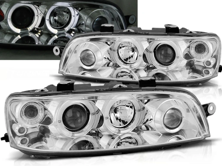 LAMPY PRZEDNIE REFLEKTORY FIAT PUNTO 2 10.99-06.03 ANGEL EYES CHROME
