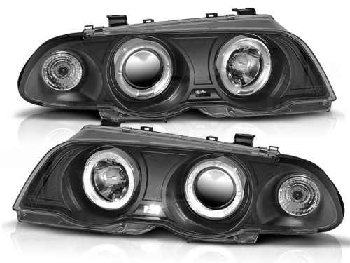 LAMPY PRZEDNIE REFLEKTORY ANGEL EYES BLACK BMW SERII 3 E46 98-01 S/T