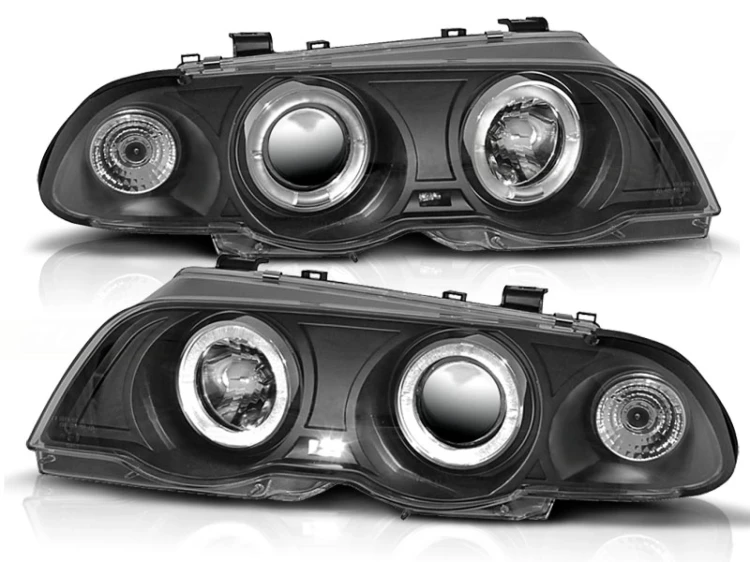LAMPY PRZEDNIE REFLEKTORY ANGEL EYES BLACK BMW SERII 3 E46 98-01 S/T