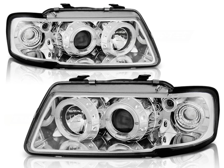 LAMPY PRZEDNIE REFLEKTORY ANGEL EYES CHROME AUDI A3 8L 08.96-08.00