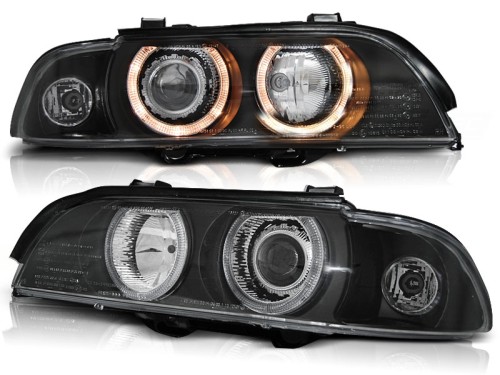 LAMPY PRZEDNIE REFLEKTORY XENON ANGEL EYES BLACK BMW SERII 5 E39 95-03
