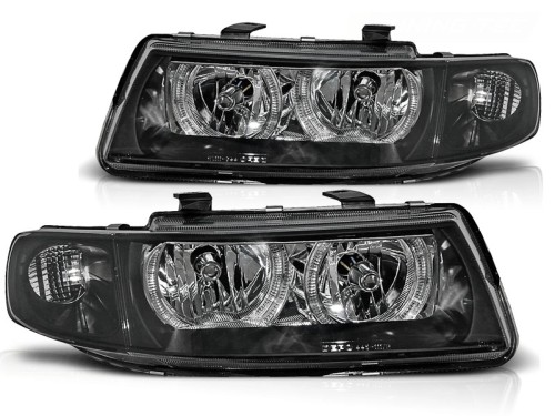 LAMPY PRZEDNIE REFLEKTORY ANGEL EYES BLACK SEAT LEON TOLEDO 04.99-08.04