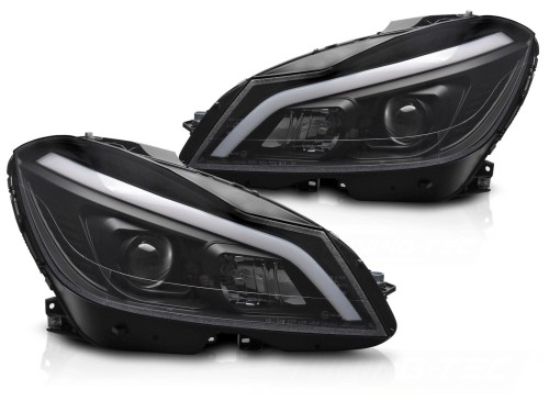 LAMPY PRZEDNIE REFLEKTORY LED BLACK SEQ DRL MERCEDES C KLASA W204 11-14