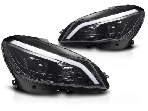 LAMPY PRZEDNIE REFLEKTORY LED BLACK SEQ DRL MERCEDES C KLASA W204 11-14