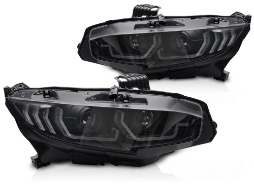 LAMPY PRZEDNIE REFLEKTORY LED BLACK HONDA CIVIC X 16-21