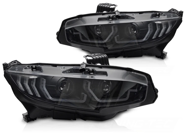 LAMPY PRZEDNIE REFLEKTORY LED BLACK HONDA CIVIC X 16-21