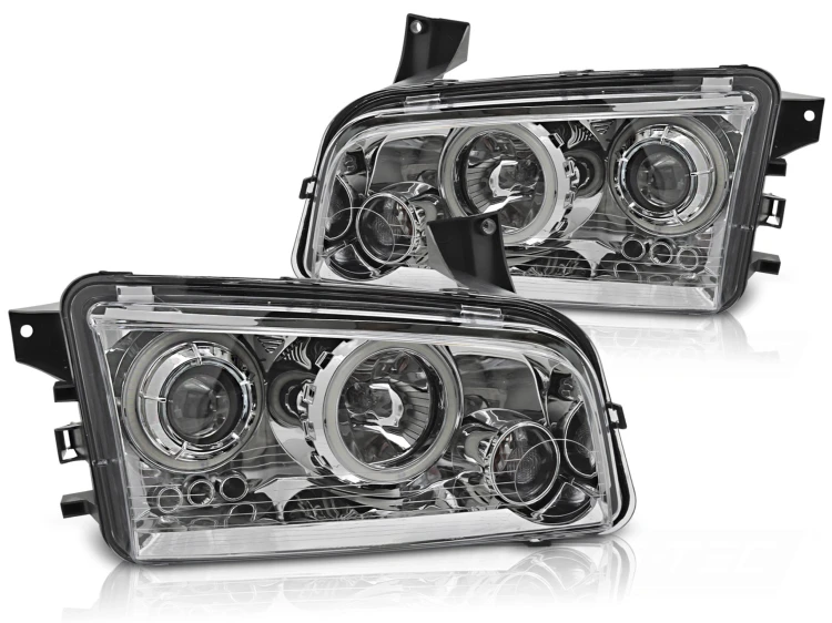 LAMPY PRZEDNIE REFLEKTORY ANGEL EYES DODGE CHARGER LX 06-10