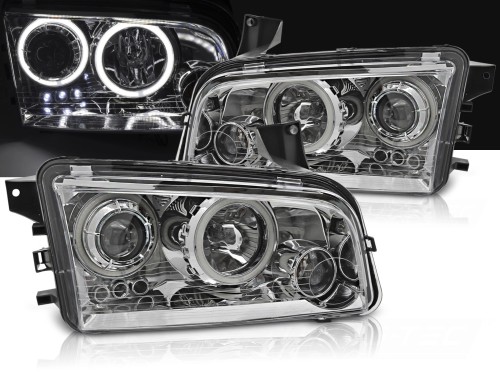 LAMPY PRZEDNIE REFLEKTORY ANGEL EYES DODGE CHARGER LX 06-10