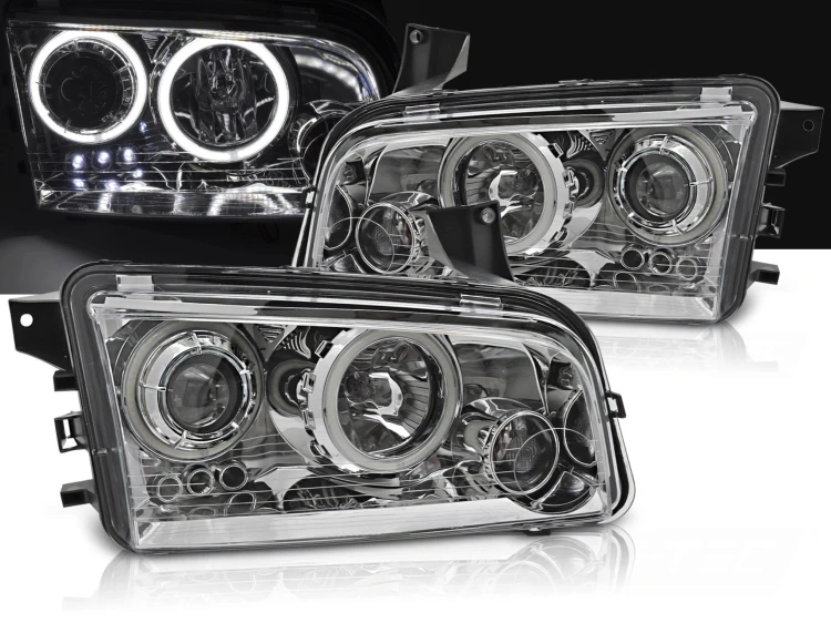 LAMPY PRZEDNIE REFLEKTORY ANGEL EYES DODGE CHARGER LX 06-10
