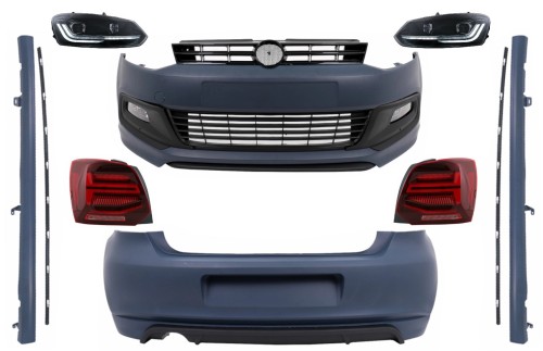 ZESTAW ZDERZAKÓW BODYKIT Z LAMPAMI FULL LED VW POLO 6R (2009-2017) R LOOK