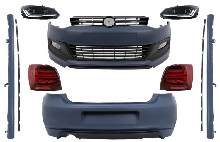 ZESTAW ZDERZAKÓW BODYKIT Z LAMPAMI FULL LED VW POLO 6R (2009-2017) R LOOK
