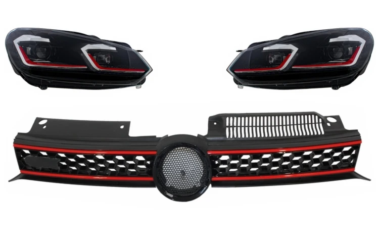 GRILL ATRAPA CHŁODNICY Z LAMPAMI LED VW GOLF 6 VI (2008-2012) GTI LOOK