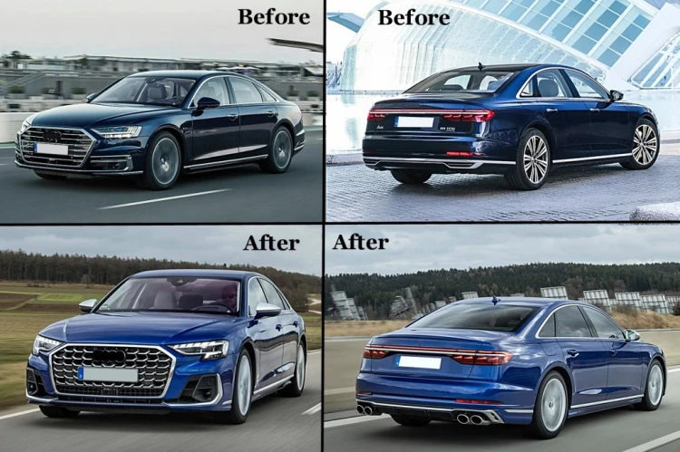 BODY KIT ZDERZAK LAMPY DYFUZOR AUDI A8 D5 18-21 KONWERSJA NA S8 22 LOOK