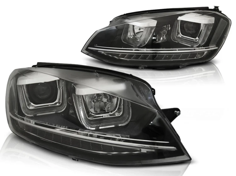LAMPY PRZEDNIE REFLEKTORY U-LED LIGHT DRL BLACK VW GOLF 7 11.12-17