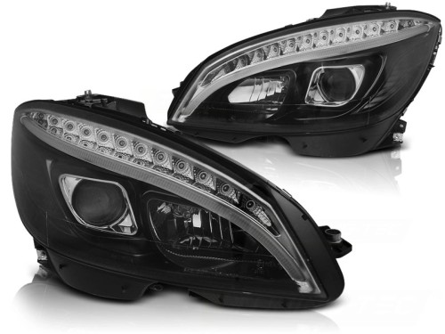 LAMPY PRZEDNIE REFLEKTORY BLACK MERCEDES C KLASA W204 07-10 LED