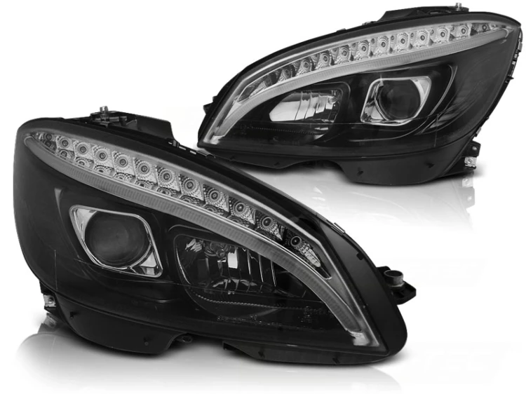 LAMPY PRZEDNIE REFLEKTORY BLACK MERCEDES C KLASA W204 07-10 LED