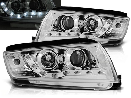 LAMPY PRZEDNIE REFLEKTORY LED SKODA FABIA I 99-08 CHROM